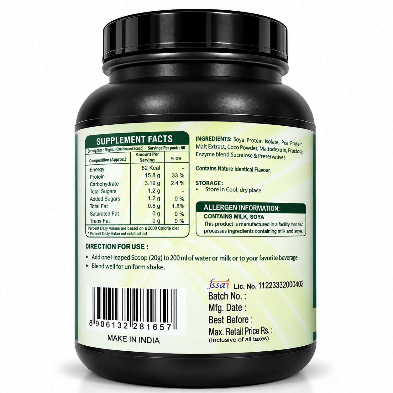 UPP eXtreme PLANT PROTEIN (1kg) | Search Foundation | Scientifically Designed Sports and Performance Nutrition Black Supplement Jar Back Label 2