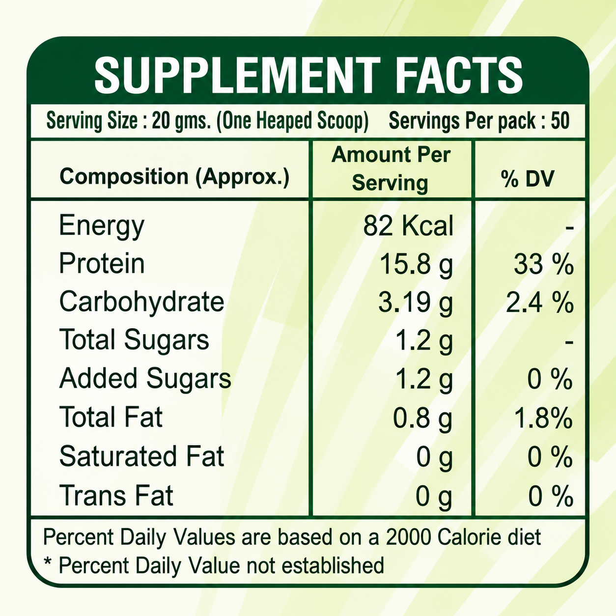 UPP eXtreme PLANT PROTEIN (1kg) | Search Foundation | Scientifically Designed Sports and Performance Nutrition Clean Green Supplement Facts Label
