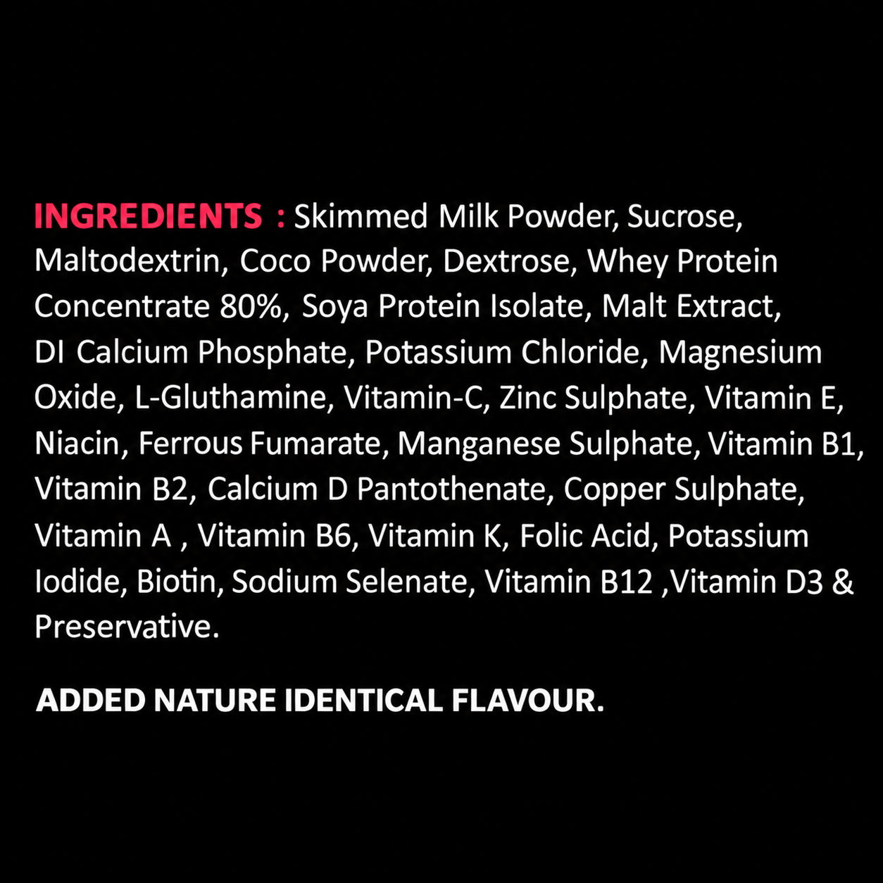 UPP eXtreme MASS GAINER (1kg) | Search Foundation | Scientifically Designed Sports and Performance Nutrition Ingredient Label on Black