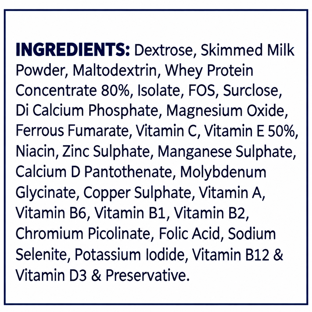 UPP eXtreme COMPLETE PROTEIN (400g) | Search Foundation | Scientifically Designed Sports and Performance Nutrition Minimalist Navy Ingredient Label