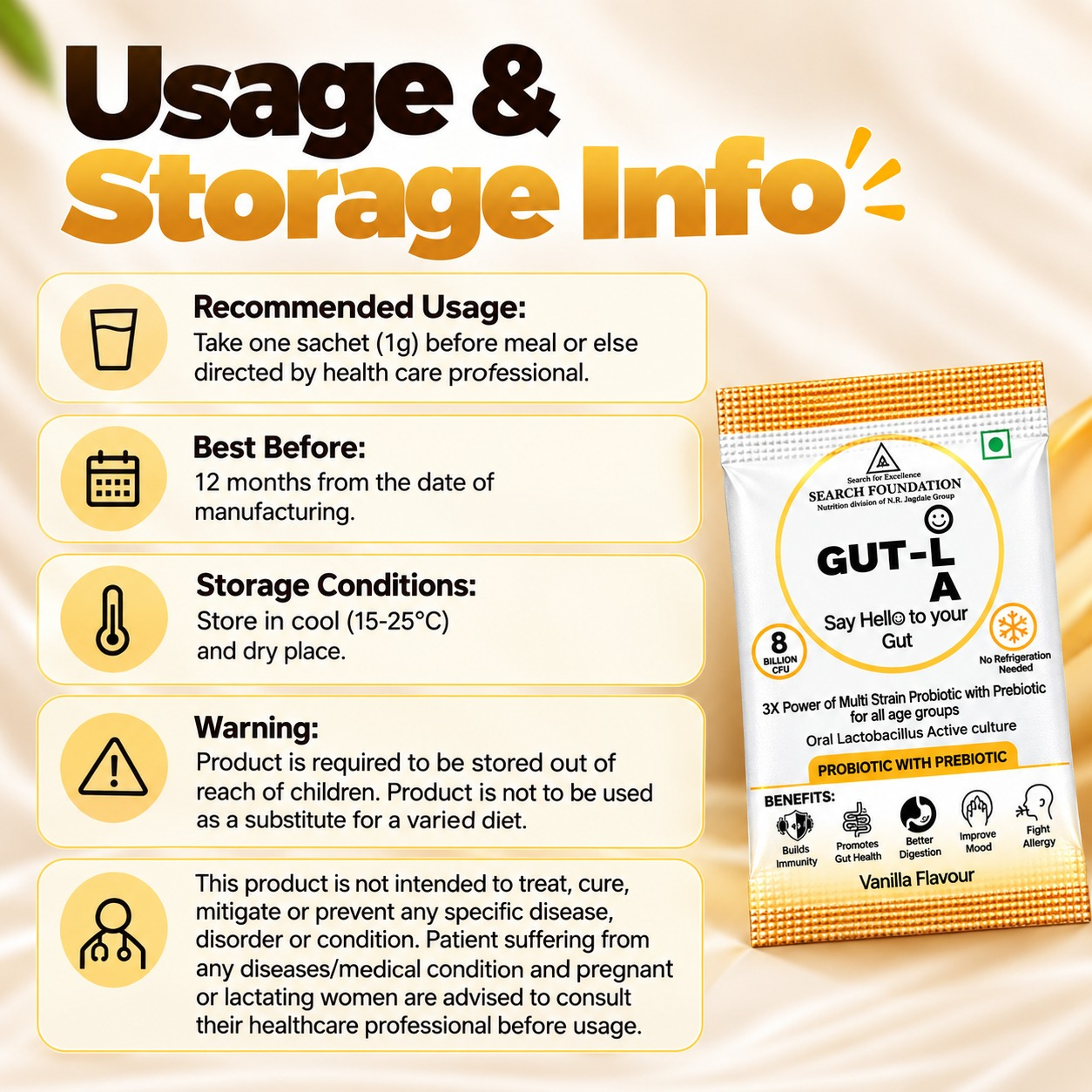 GUTOLA (1g x 10) | Search Foundation | Scientifically Designed Sports and Performance Nutrition Recommended Usage Gutola